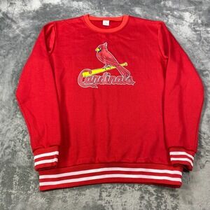 St Louis Cardinals Sweatshirt XL Retro Pullover Red MLB Baseball Striped Sweater